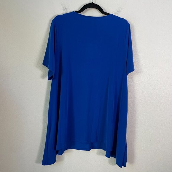 Calvin Klein Womens Plus 1X Lace Up Front Tunic Top Short Sleeve Stretch Shirt - Picture 10 of 10